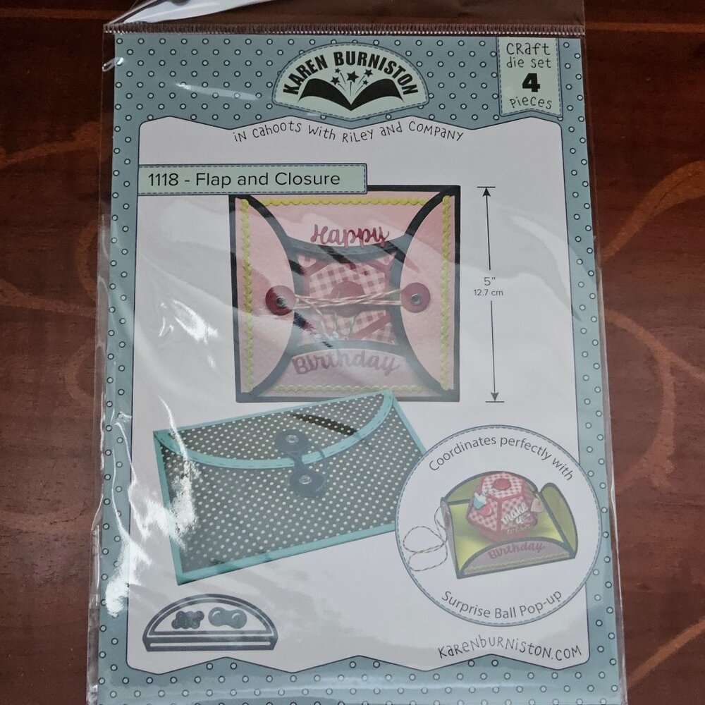 RARE KAREN BURNISTON FLAP & CLOSURE POP UPS 1118 METAL DIES CUTTING MACHINE